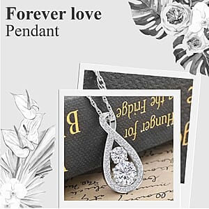 Forever Love Lab Created White Sapphire Necklace (Sterling Silver)