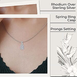 Forever Love Lab Created White Sapphire Necklace (Sterling Silver)