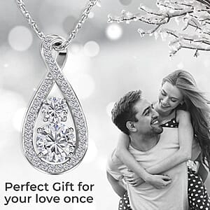 Forever Love Lab Created White Sapphire Necklace (Sterling Silver)