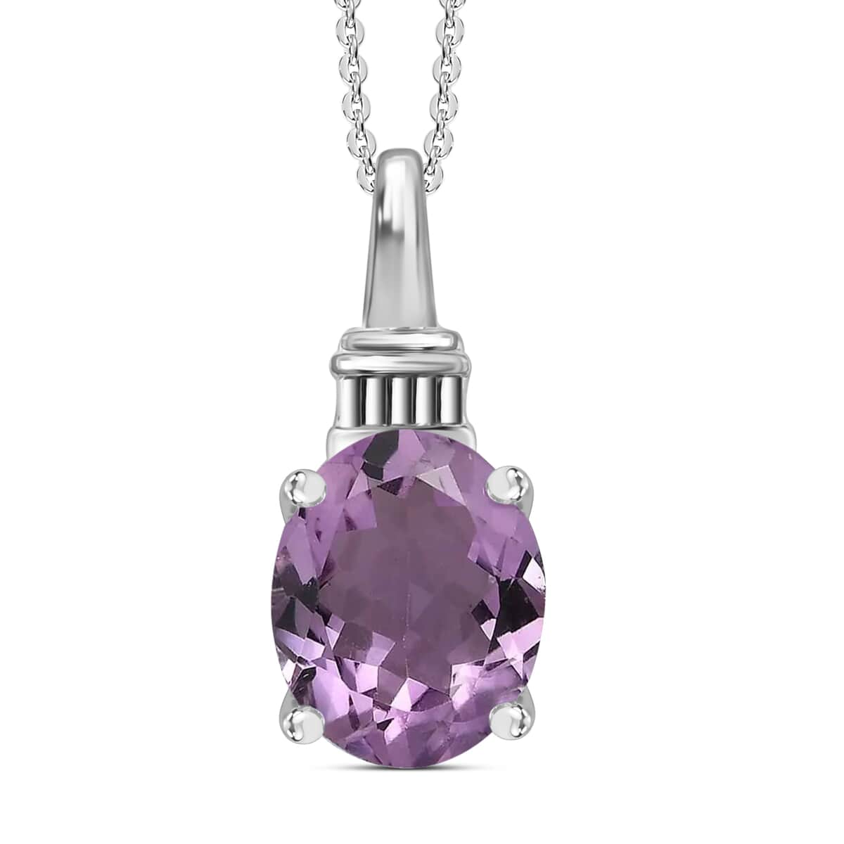 Rose De France Amethyst Solitaire Pendant Necklace 20 Inches in Platinum Over Sterling Silver 2.85 ctw image number 0