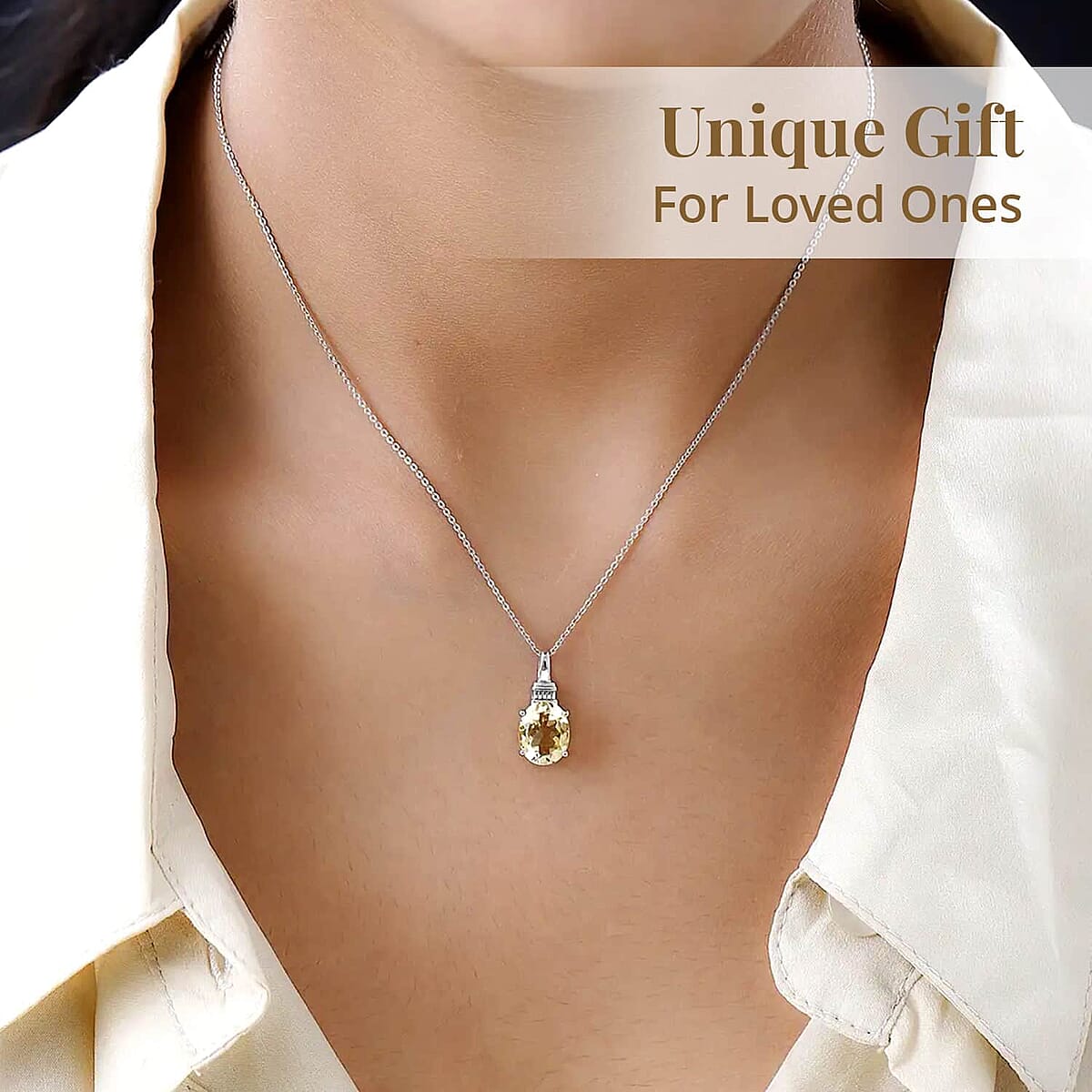 Brazilian Citrine Solitaire Pendant Necklace 20 Inches in Platinum Over Sterling Silver 2.50 ctw image number 4
