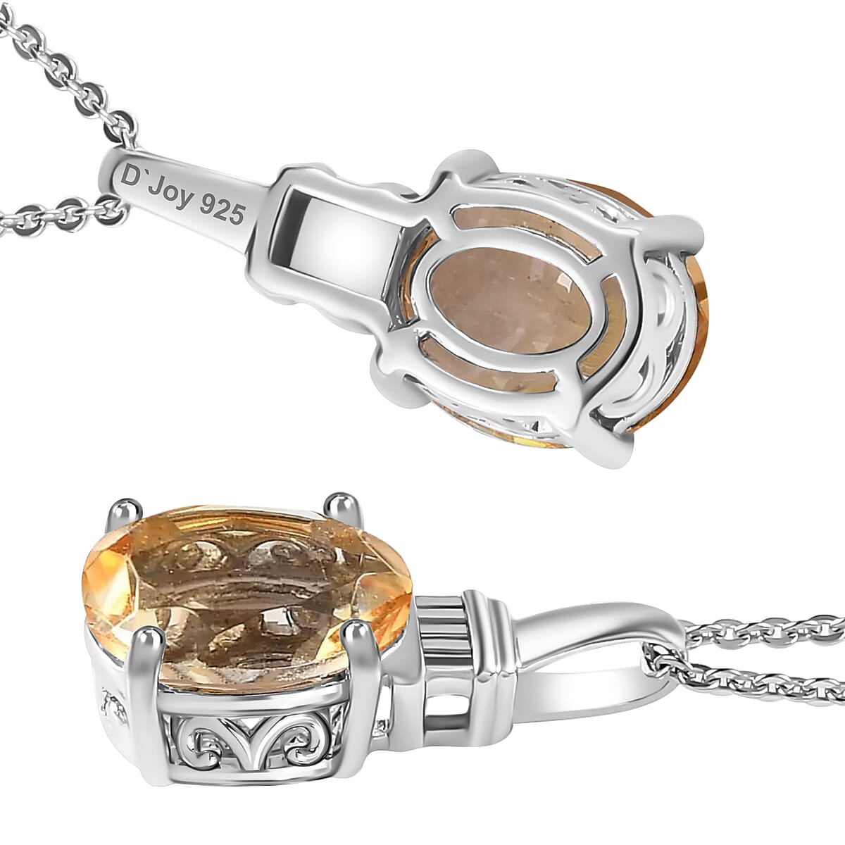 Brazilian Citrine Solitaire Pendant Necklace 20 Inches in Platinum Over Sterling Silver 2.50 ctw image number 5