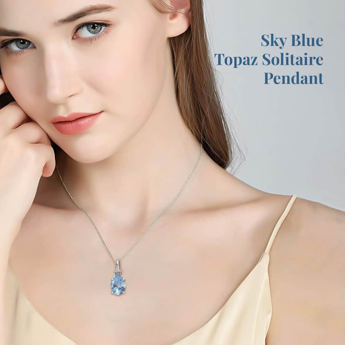 Sky Blue Topaz Solitaire Pendant Necklace 20 Inches in Platinum Over Sterling Silver 2.85 ctw image number 2