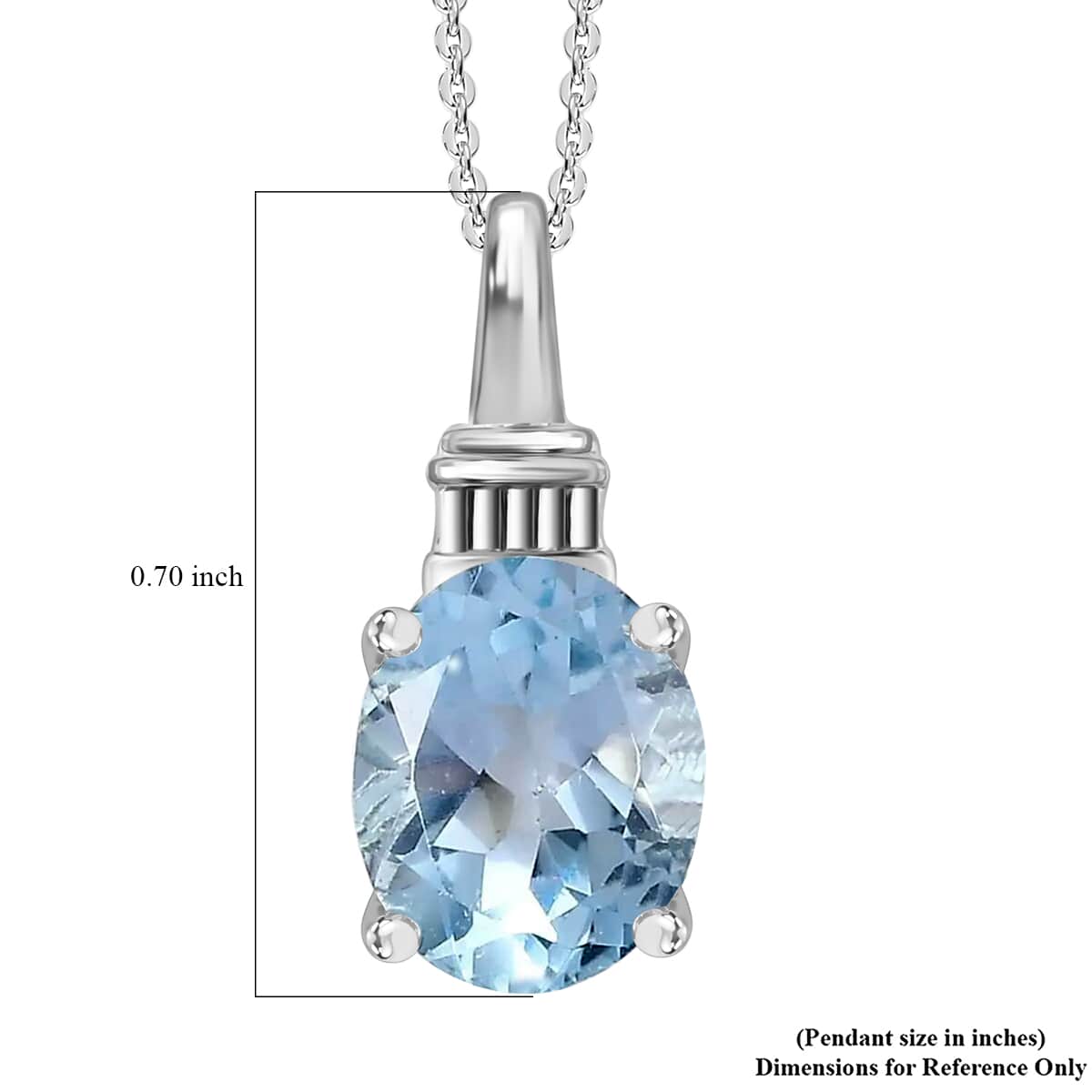 Sky Blue Topaz Solitaire Pendant Necklace 20 Inches in Platinum Over Sterling Silver 2.85 ctw image number 6