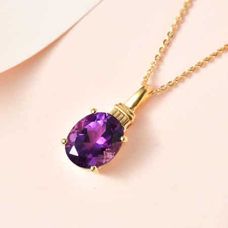 Buy Amethyst Solitaire Pendant Necklace 20 Inches in Vermeil Yellow Gold  Over Sterling Silver 2.65 ctw at