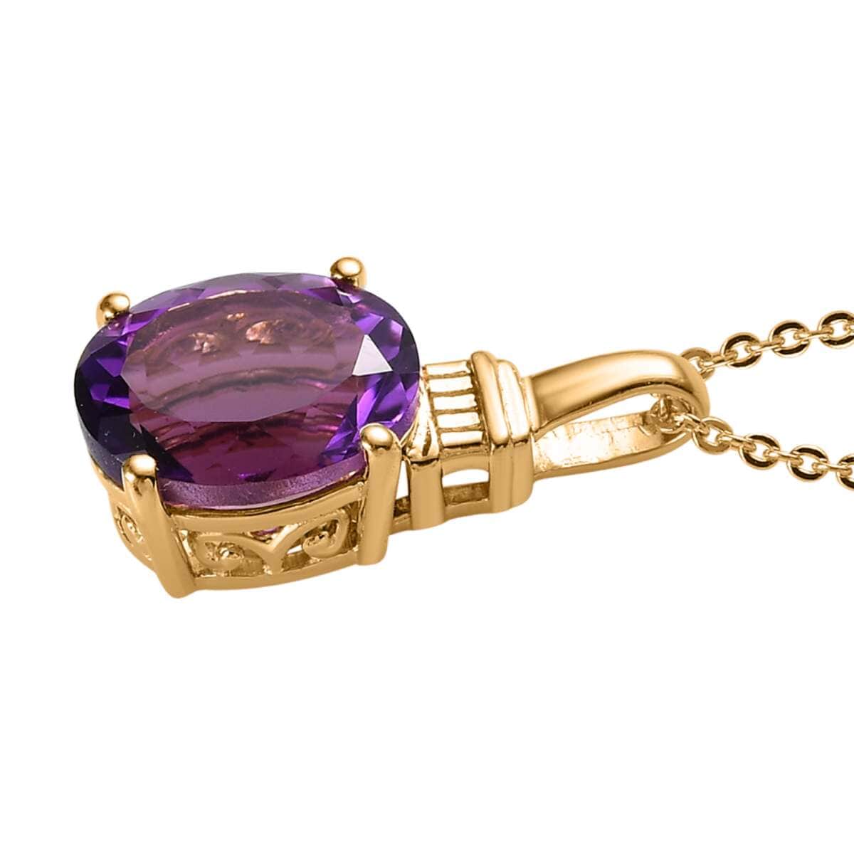 Amethyst Solitaire Pendant Necklace 20 Inches in Vermeil Yellow Gold Over Sterling Silver 2.65 ctw image number 3