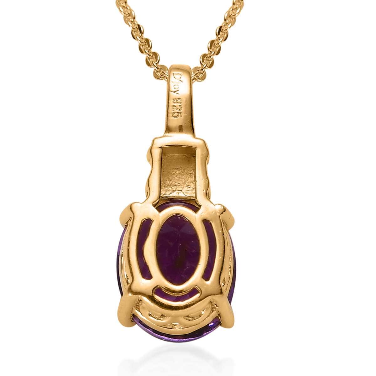 Amethyst Solitaire Pendant Necklace 20 Inches in Vermeil Yellow Gold Over Sterling Silver 2.65 ctw image number 4