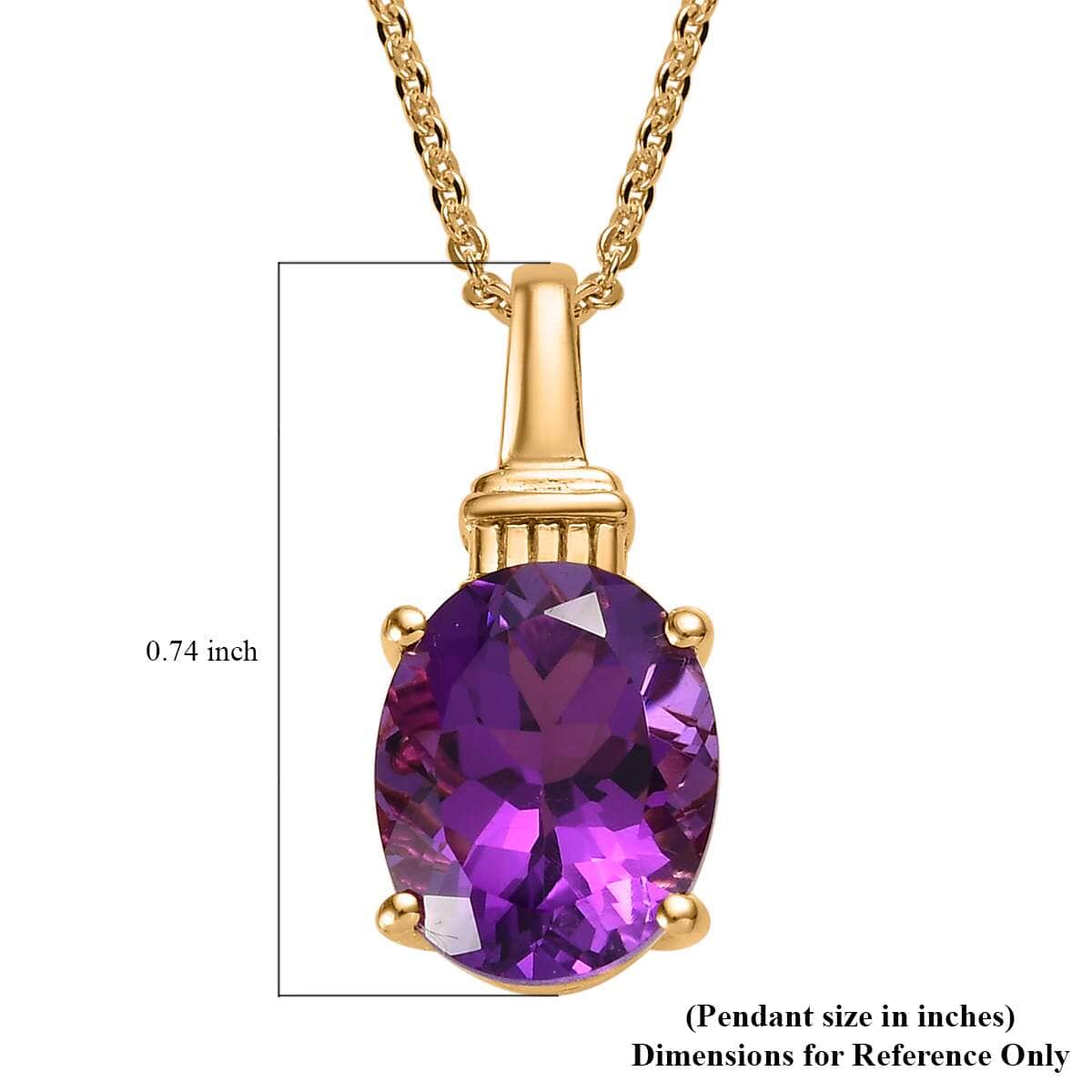 Amethyst Solitaire Pendant Necklace 20 Inches in Vermeil Yellow Gold Over Sterling Silver 2.65 ctw image number 6