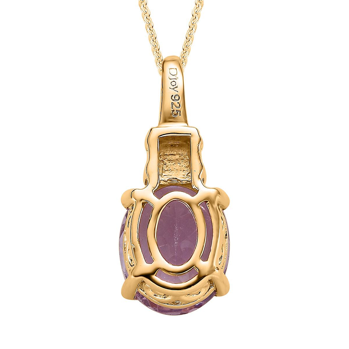 Rose De France Amethyst Solitaire Pendant Necklace 20 Inches in Vermeil Yellow Gold Over Sterling Silver 2.35 ctw image number 4
