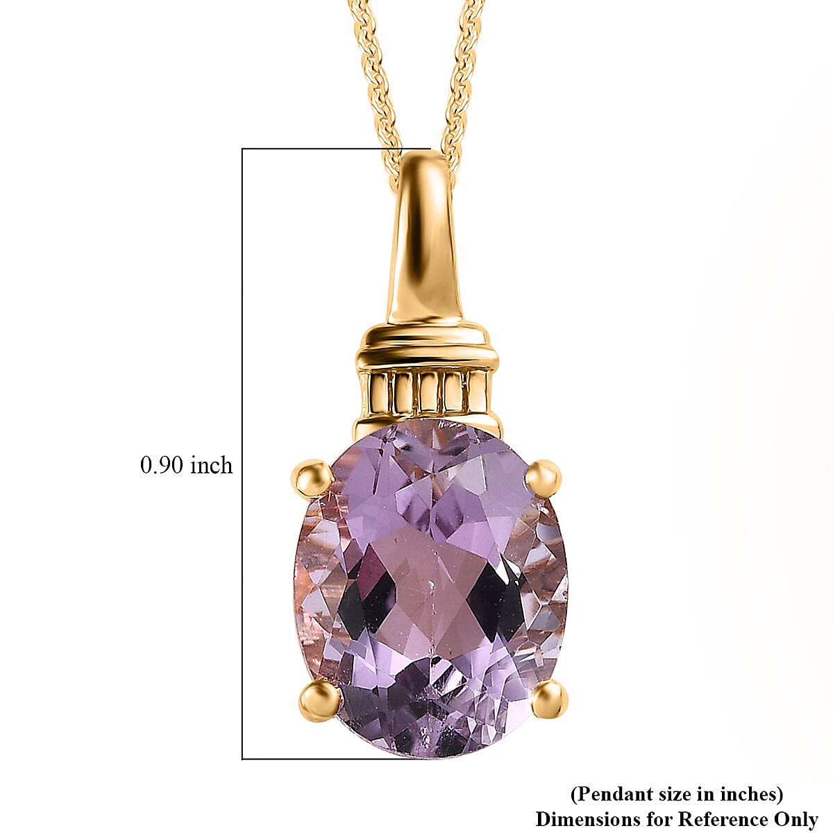 Rose De France Amethyst Solitaire Pendant Necklace 20 Inches in Vermeil Yellow Gold Over Sterling Silver 2.35 ctw image number 6