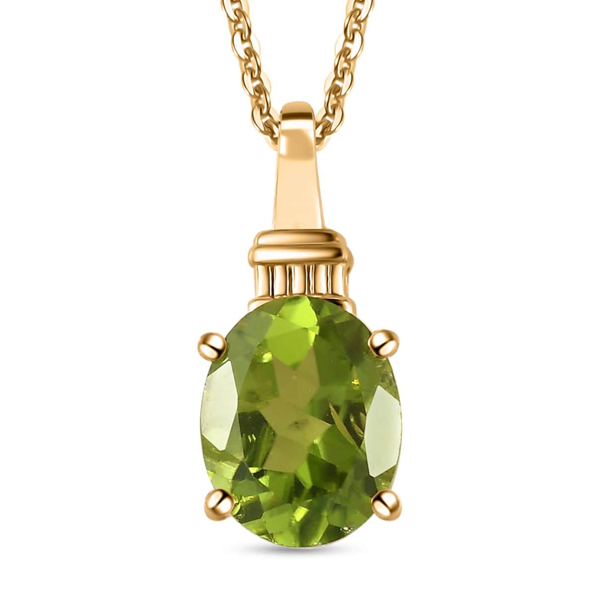 Peridot Solitaire Pendant Necklace (20 Inches) in Vermeil YG Over Sterling Silver 2.15 ctw image number 0