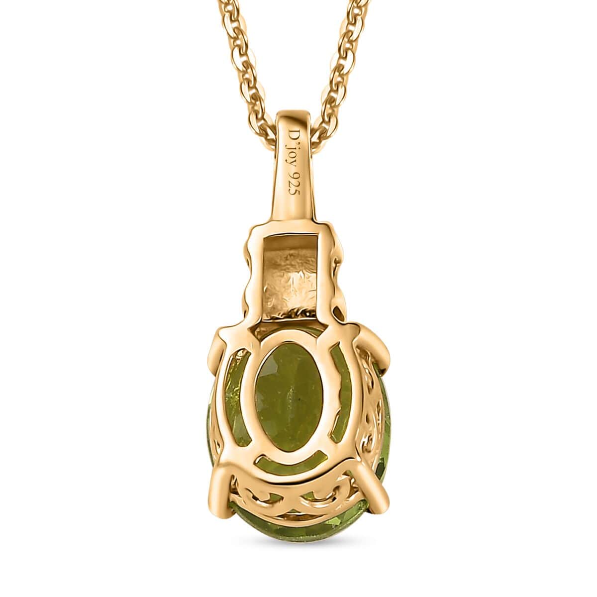 Peridot Solitaire Pendant Necklace (20 Inches) in Vermeil YG Over Sterling Silver 2.15 ctw image number 4