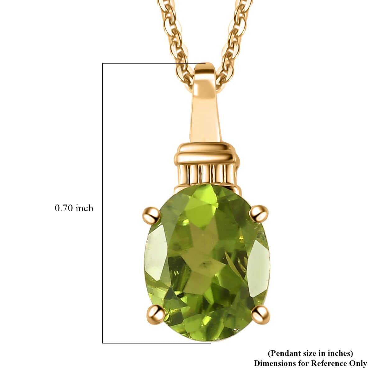 Peridot Solitaire Pendant Necklace (20 Inches) in Vermeil YG Over Sterling Silver 2.15 ctw image number 6