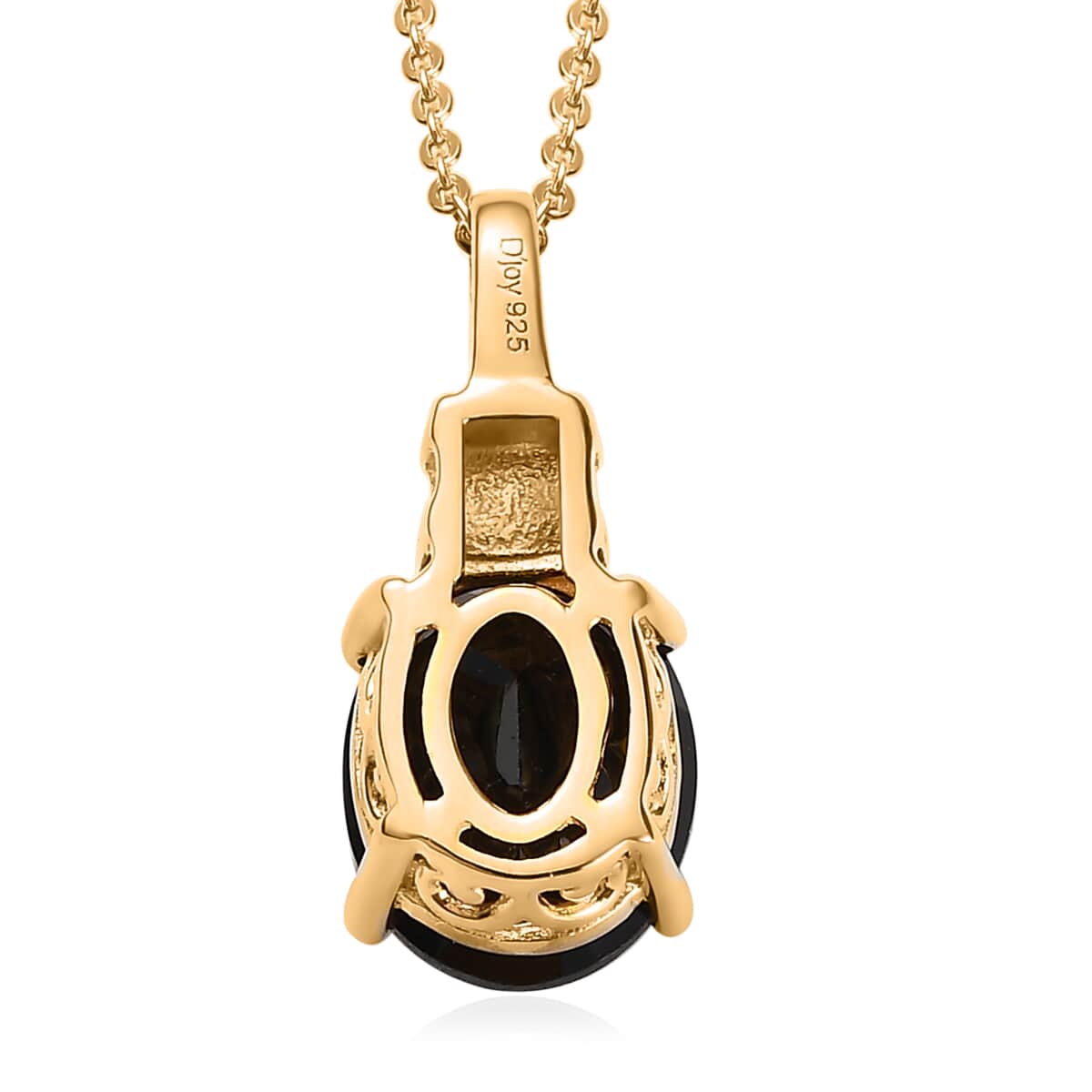 Thai Black Spinel Solitaire Pendant Necklace 20 Inches in Vermeil Yellow Gold Over Sterling Silver 3.25 ctw image number 4