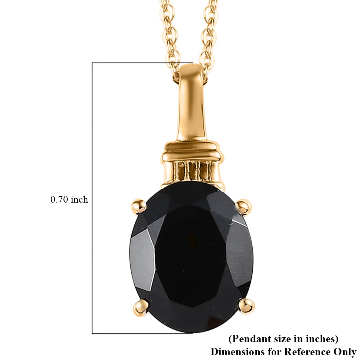 Thai Black Spinel Solitaire Pendant Necklace 20 Inches in Vermeil Yellow Gold Over Sterling Silver 3.25 ctw image number 6