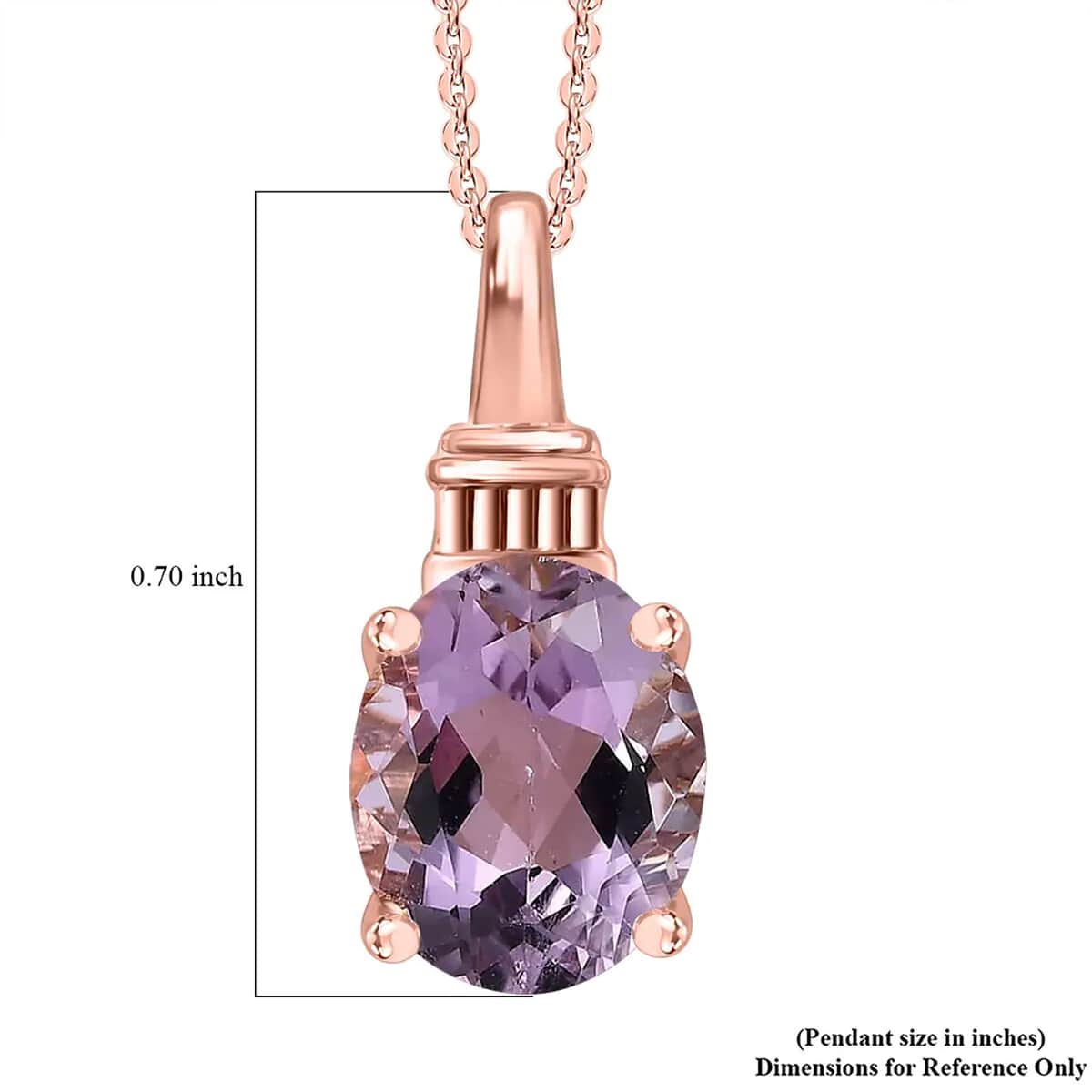 Rose De France Amethyst Solitaire Pendant Necklace 20 Inches in Vermeil Rose Gold Over Sterling Silver 2.35 ctw image number 6