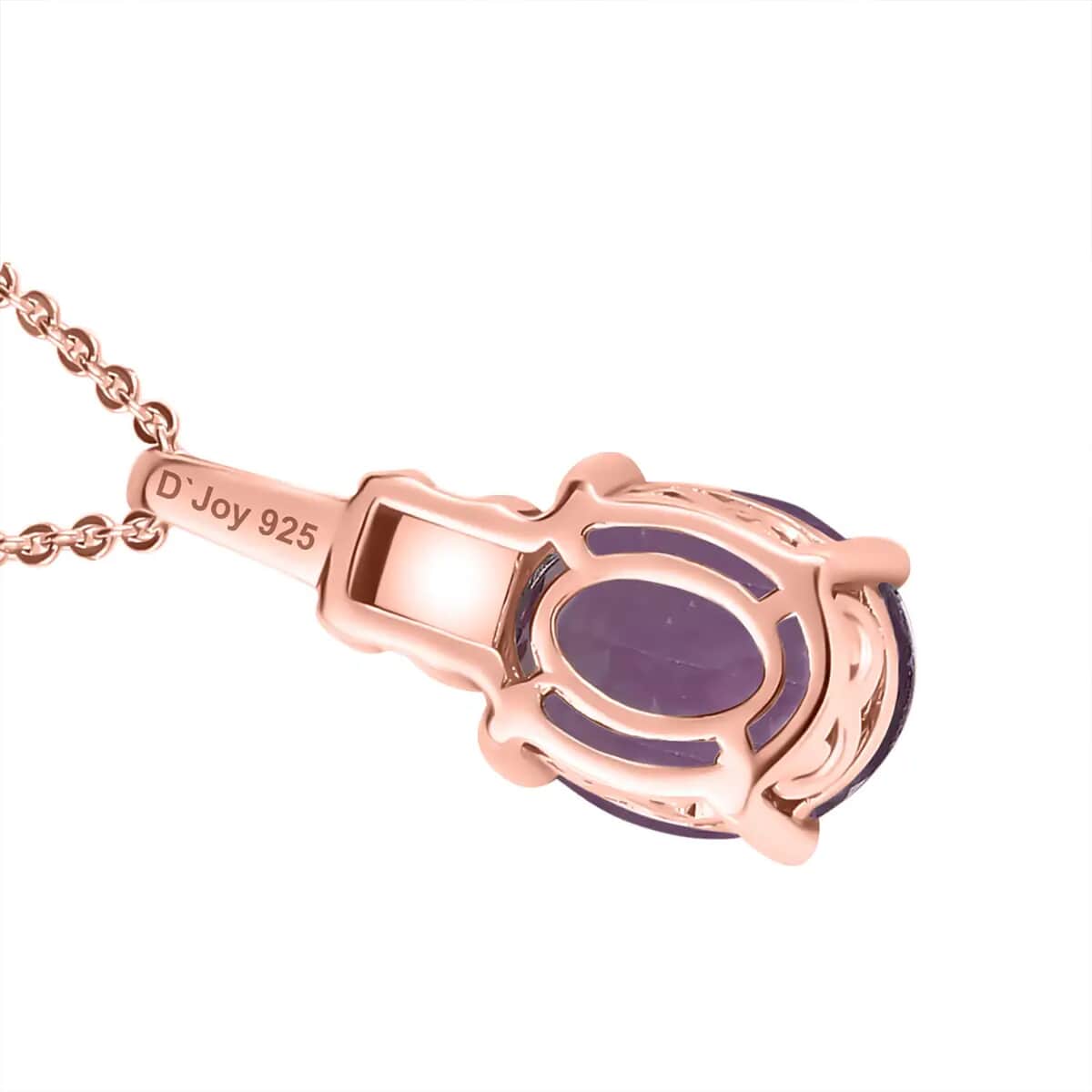 Rose De France Amethyst Solitaire Pendant Necklace 20 Inches in Vermeil Rose Gold Over Sterling Silver 2.35 ctw image number 8