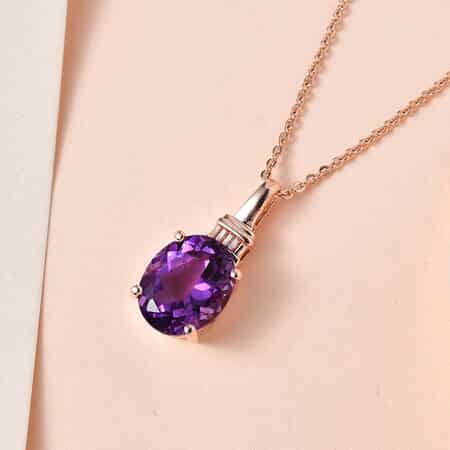 Buy Amethyst Solitaire Pendant Necklace 20 Inches in Vermeil Rose Gold Over  Sterling Silver 2.65 ctw at
