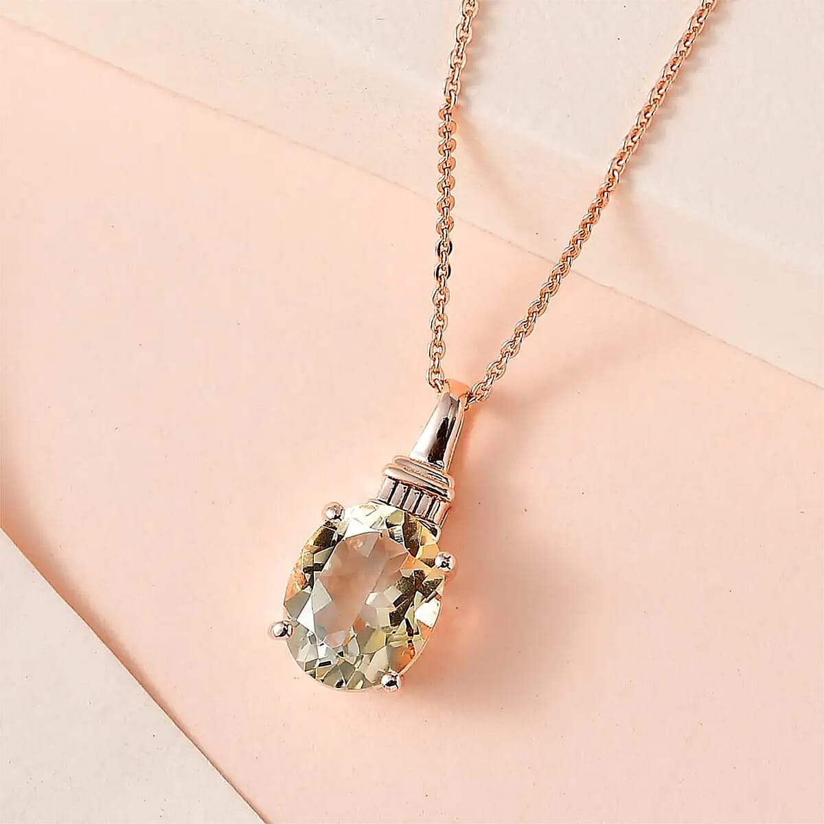 Brazilian Citrine Pendant Necklace 20 Inches in Vermeil Rose Gold Over Sterling Silver 2.50 ctw image number 1