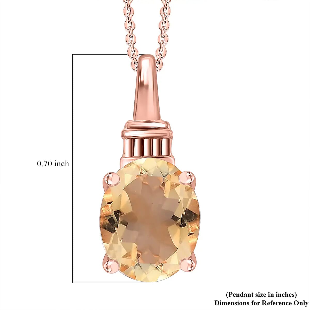 Brazilian Citrine Pendant Necklace 20 Inches in Vermeil Rose Gold Over Sterling Silver 2.50 ctw image number 6