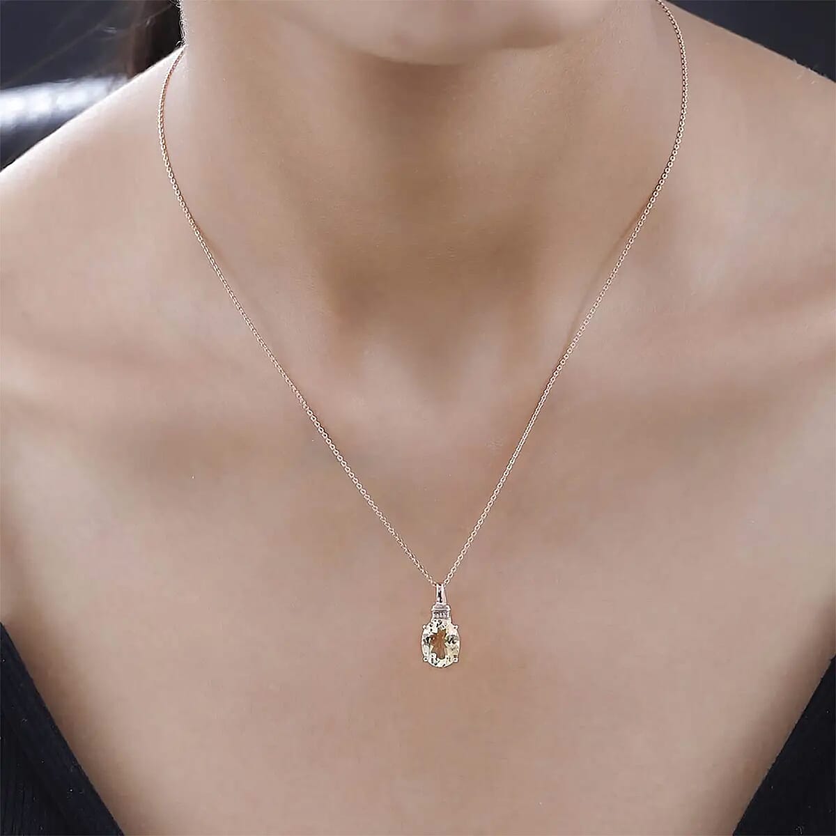 Brazilian Citrine Pendant Necklace 20 Inches in Vermeil Rose Gold Over Sterling Silver 2.50 ctw image number 7