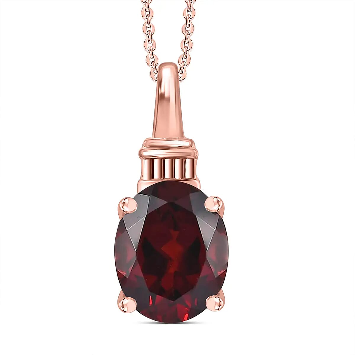 Gem Treasures 2.42ctw Mozambique Garnet & White Zircon Pendant w/ Chain main image 0