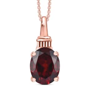 Black Spinel Solitaire Pendant Necklace 20 Inches in Vermeil Rose Gold Over Sterling Silver 3.15 ctw