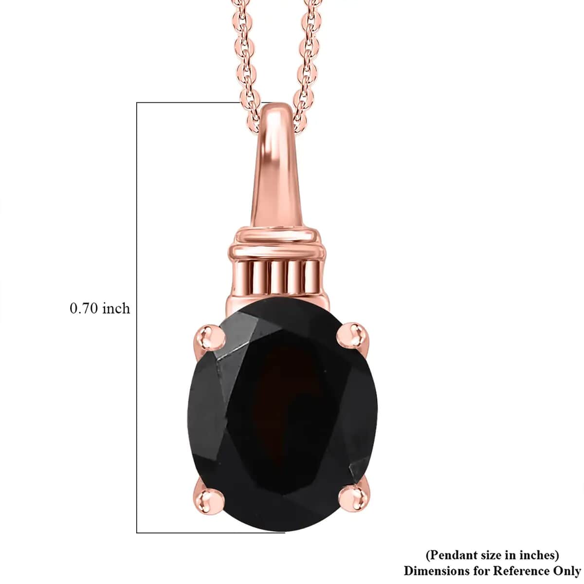 Black Spinel Solitaire Pendant Necklace 20 Inches in Vermeil Rose Gold Over Sterling Silver 3.15 ctw image number 6
