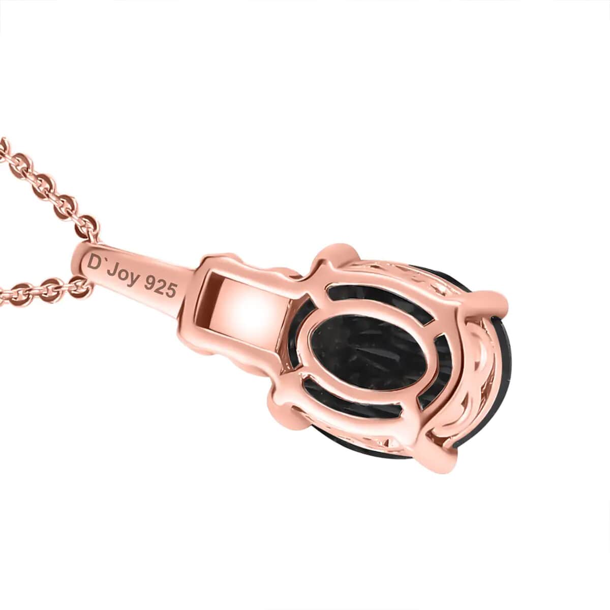 Black Spinel 3.15 ctw Solitaire Pendant Necklace in Vermeil Rose Gold Over Sterling Silver 20 Inches image number 8