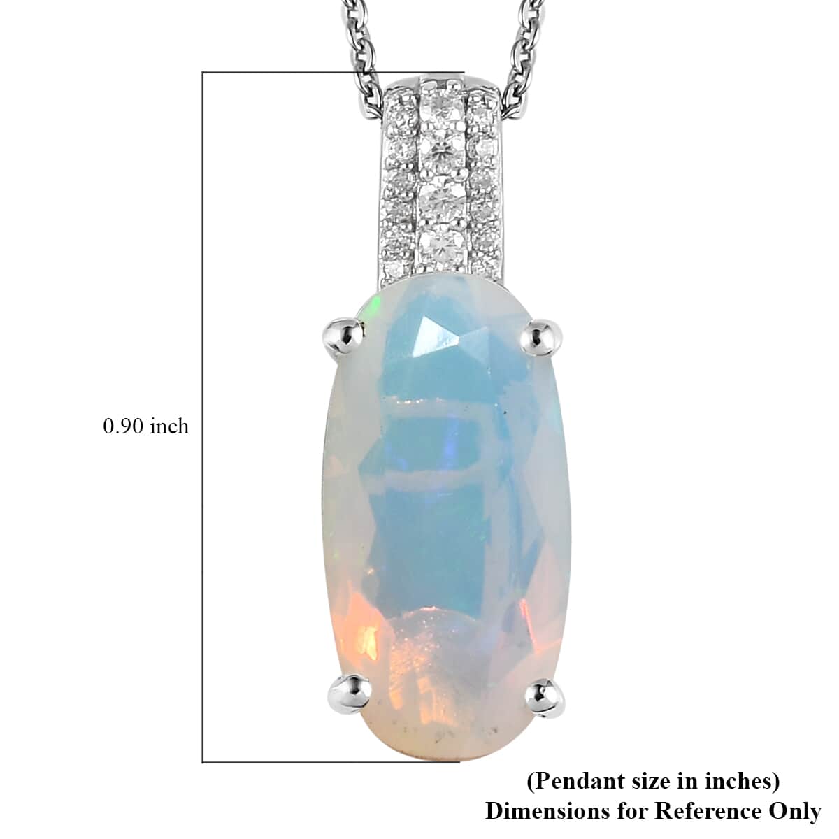 AAA Ethiopian Welo Opal and Moissanite Pendant Necklace 20 Inches in Platinum Over Sterling Silver 2.90 ctw image number 5