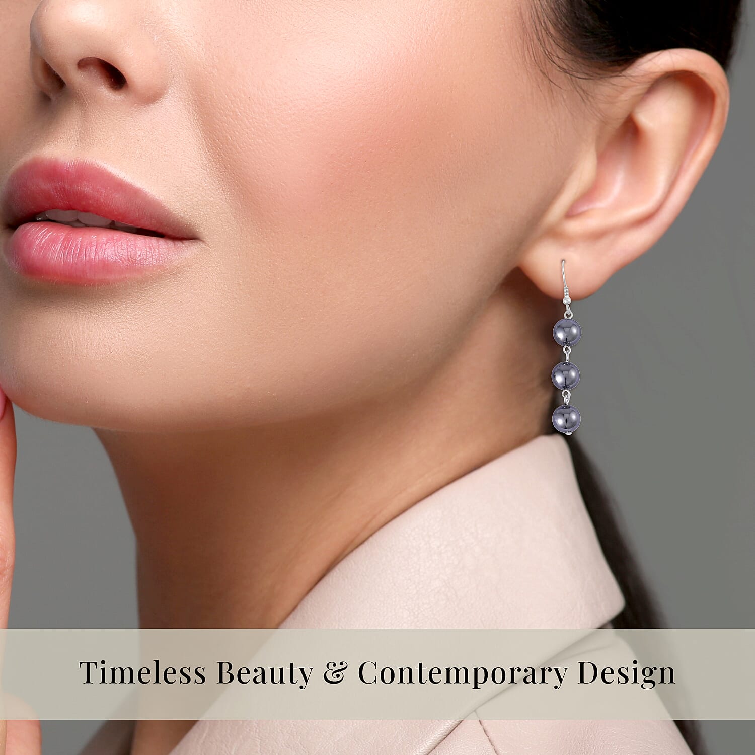Set of Terahertz 9-11mm Beaded Stretch Bracelet and Terahertz Earrings in Stainless Steel 165.00 ctw
