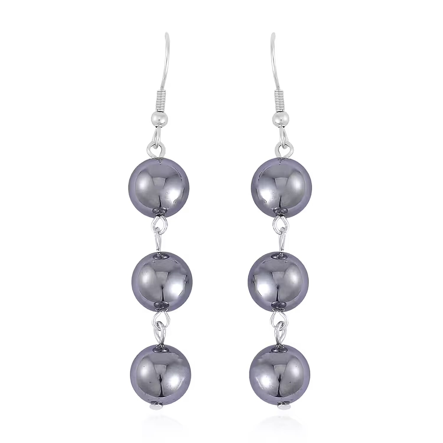 Set of Terahertz 9-11mm Beaded Stretch Bracelet and Terahertz Earrings in Stainless Steel 165.00 ctw