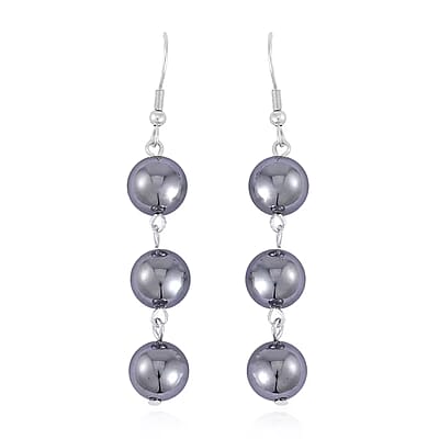 Terahertz 165.00 ctw Beaded Stretch Bracelet (6.5-7.0In) and Earrings in Stainless Steel