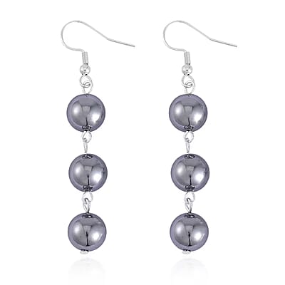 Terahertz 165.00 ctw Beaded Stretch Bracelet (6.5-7.0In) and Earrings in Stainless Steel