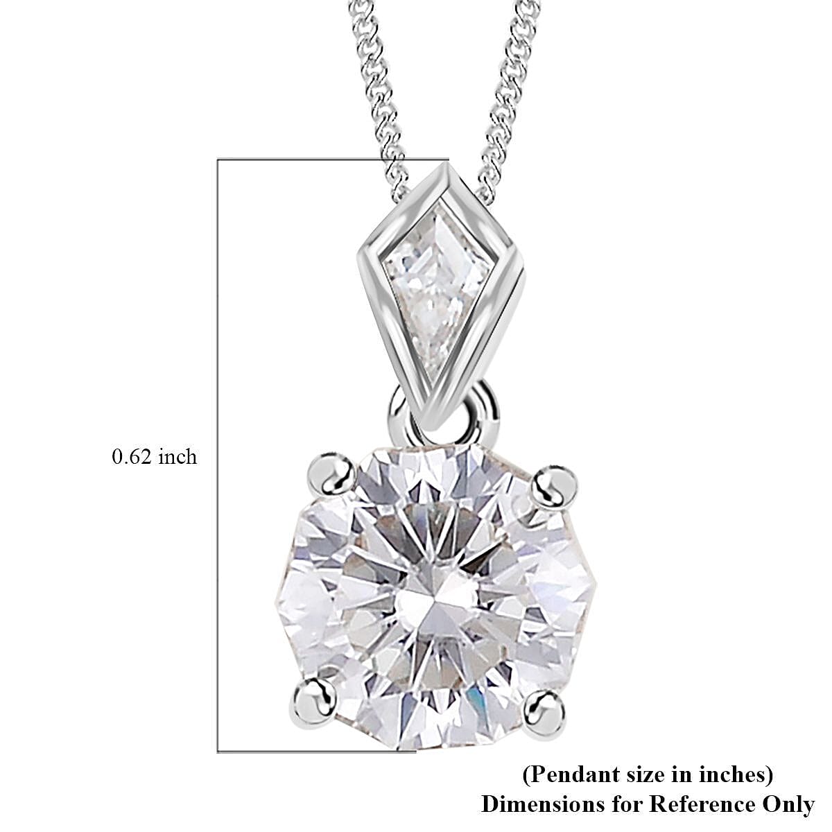 Moissanite Pendant Necklace 18 Inches in Rhodium Over Sterling Silver 2.10 ctw image number 4