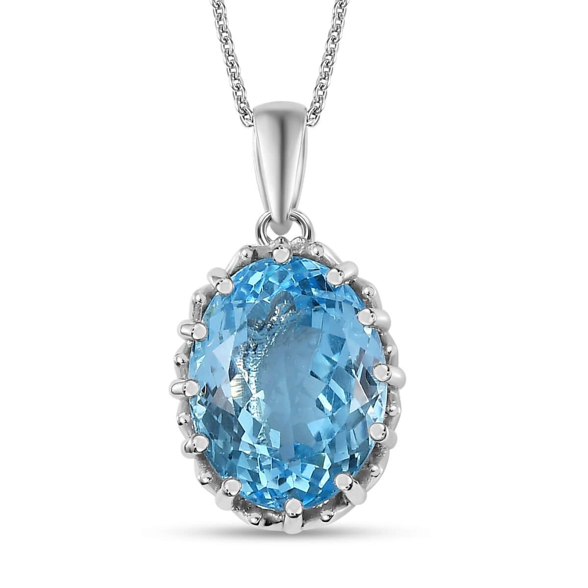 Sky Blue Topaz Pendant Necklace 20 Inches in Platinum Over Sterling Silver 10.00 ctw image number 0