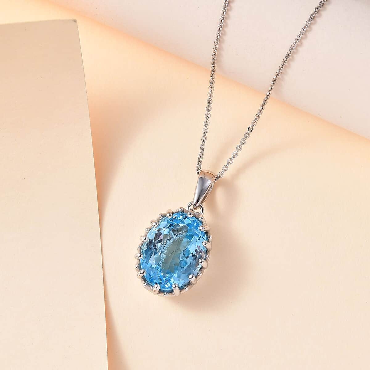 Sky Blue Topaz Pendant Necklace 20 Inches in Platinum Over Sterling Silver 10.00 ctw image number 1