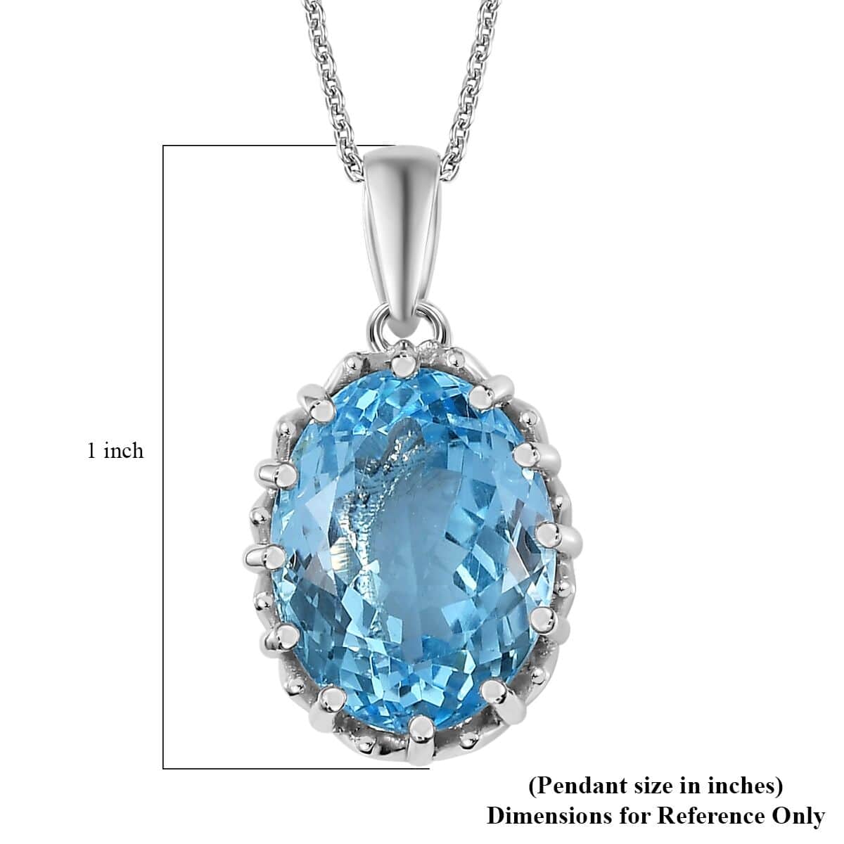 Sky Blue Topaz Pendant Necklace 20 Inches in Platinum Over Sterling Silver 10.00 ctw image number 5