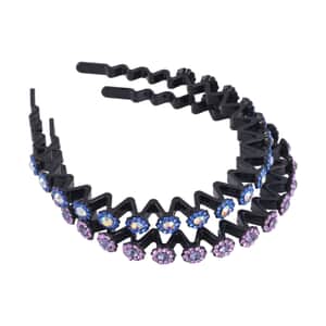 Set of 2 Resin and Purple and Multi Color Austrian Crystal Hair Hoops, Crystal Hairband, Gemstone Embellished Hairband,  Wedding Crystal Headpiece