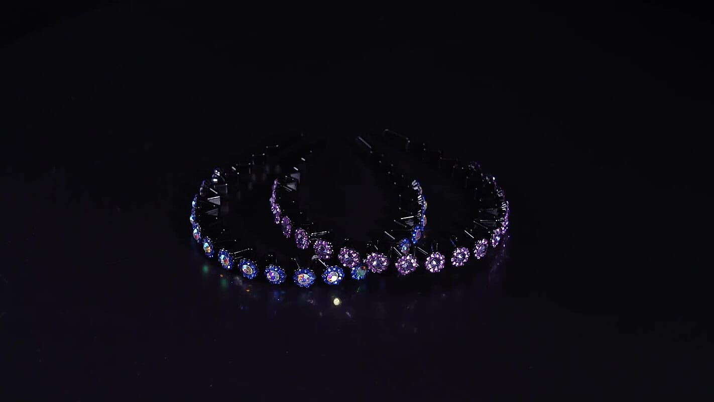 Resin, Multi Color Austrian Crystal Set of 2pcs Hair Hoops