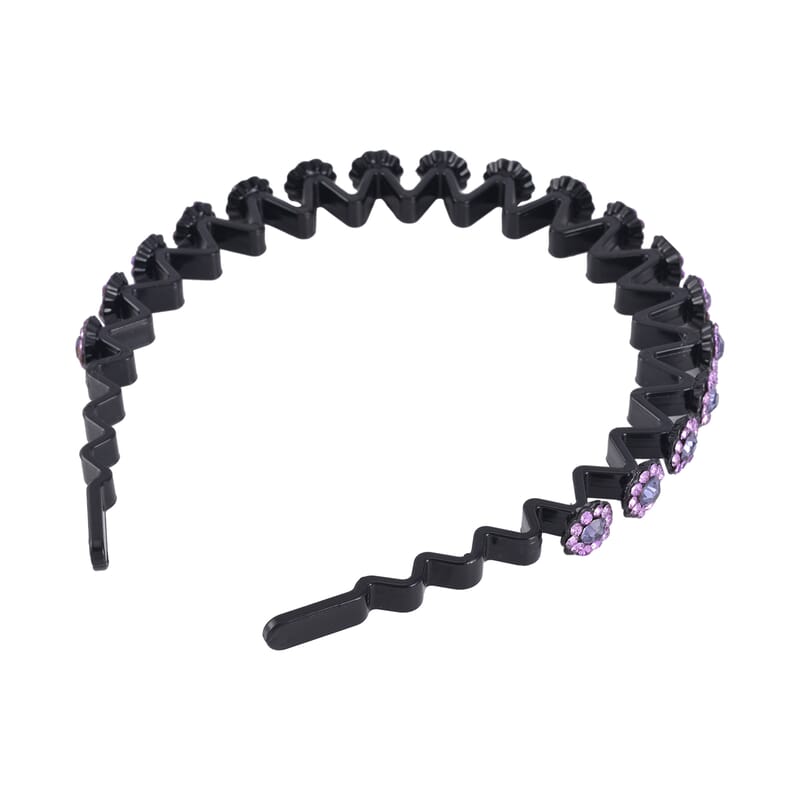 Set of 2 Resin and Purple and Multi Color Austrian Crystal Hair Hoops, Crystal Hairband, Gemstone Embellished Hairband,  Wedding Crystal Headpiece