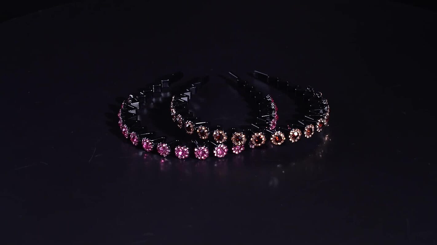 Resin, Multi Color Austrian Crystal Set of 2pcs Hair Hoops