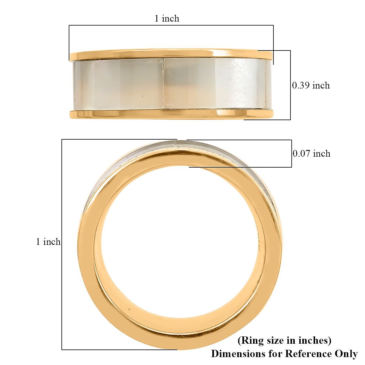 Mother Of Pearl and Fresh Water Pearl Ring (Size 6.0) and Earrings in ION Plated YG Stainless Steel image number 4
