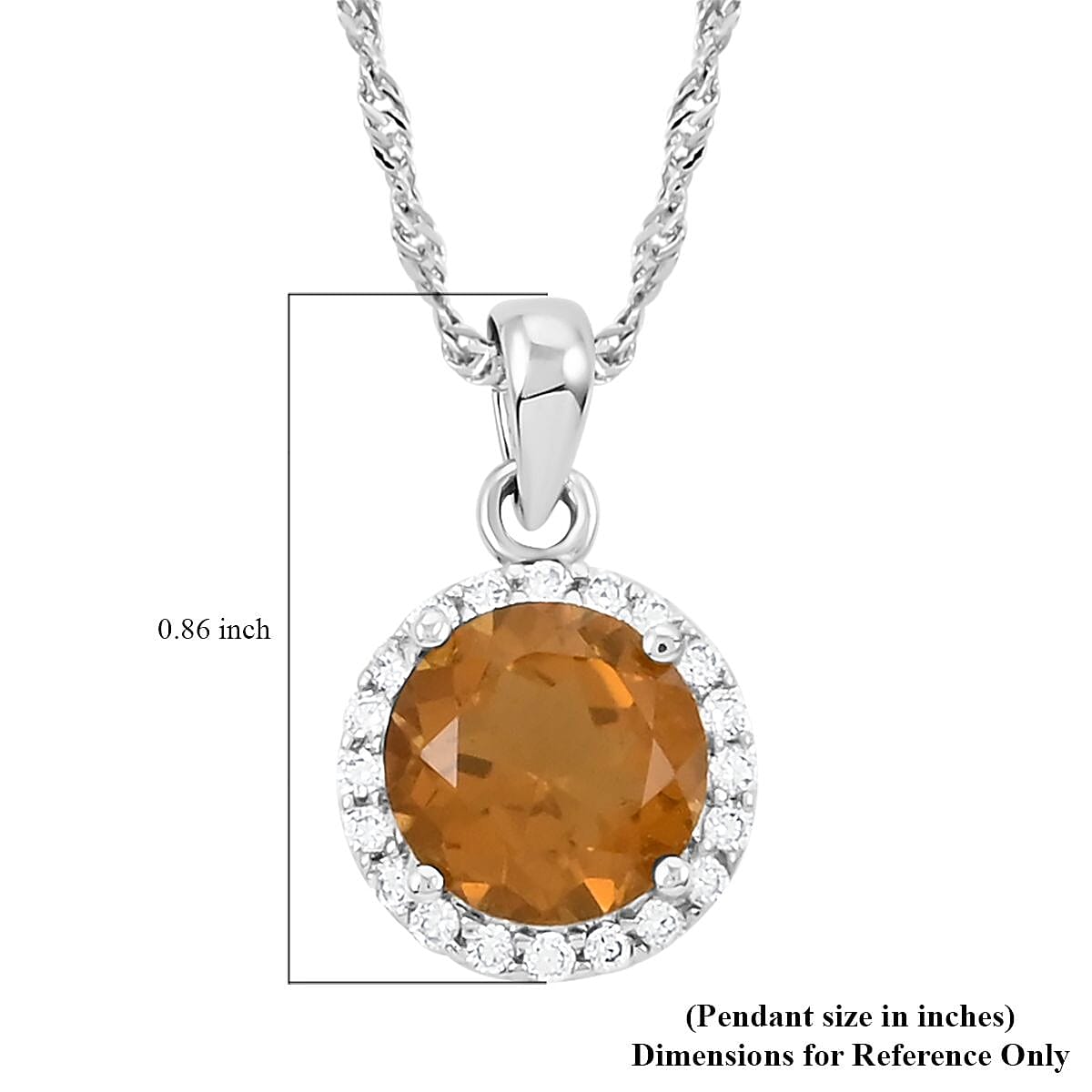Cognac Topaz and Simulated Diamond Pendant Necklace 18-20 Inches in Sterling Silver 3.90 ctw