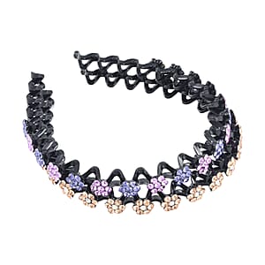 Set of 2 Resin and Purple and Multi Color Austrian Crystal Hair Hoops, Crystal Hairband, Gemstone Embellished Hairband,  Wedding Crystal Headpiece