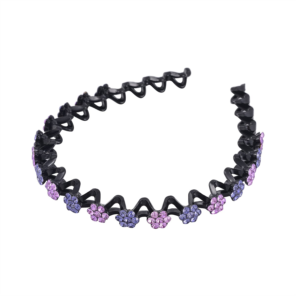 Set of 2 Resin and Purple and Multi Color Austrian Crystal Hair Hoops, Crystal Hairband, Gemstone Embellished Hairband,  Wedding Crystal Headpiece image number 2