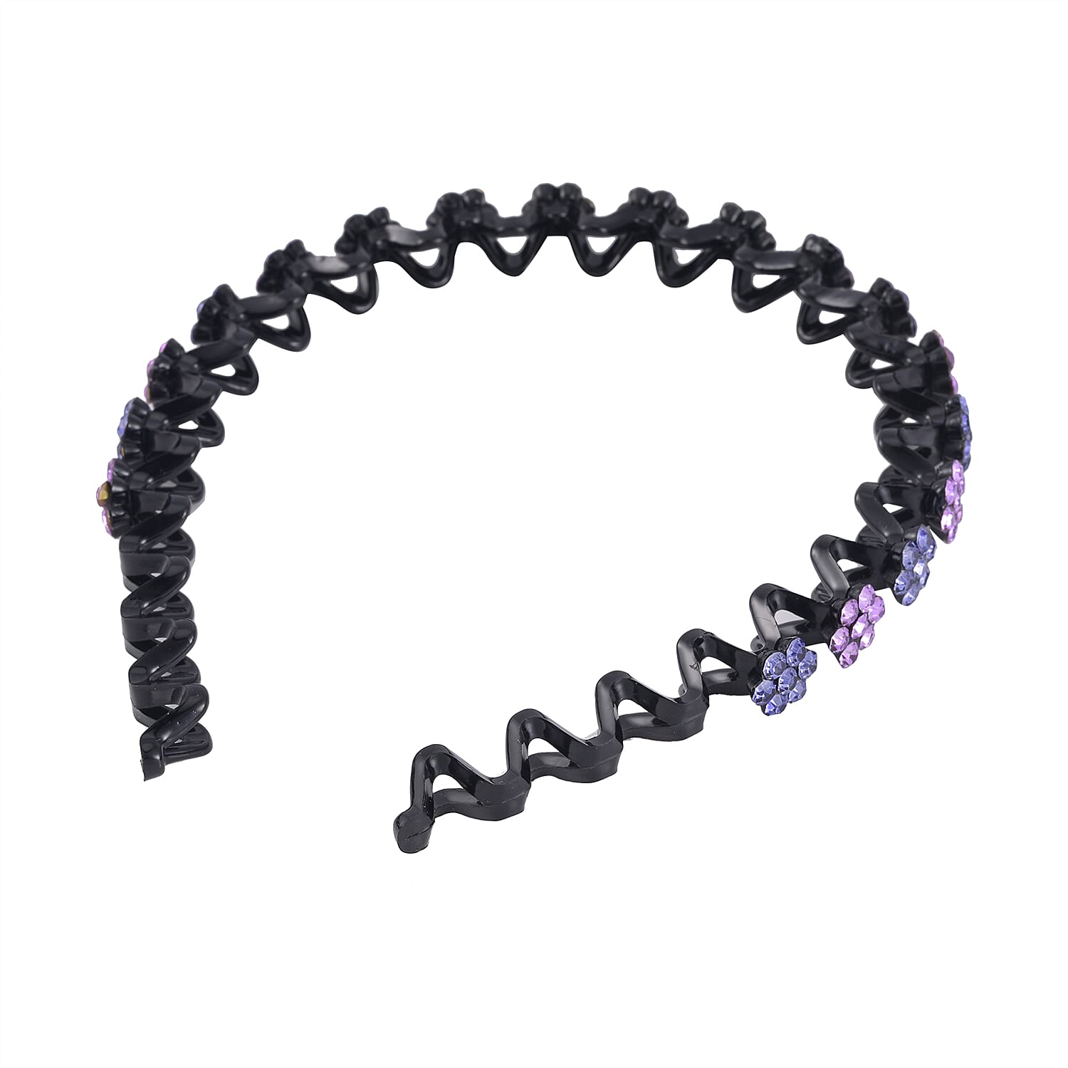 Set of 2 Resin and Purple and Multi Color Austrian Crystal Hair Hoops, Crystal Hairband, Gemstone Embellished Hairband,  Wedding Crystal Headpiece