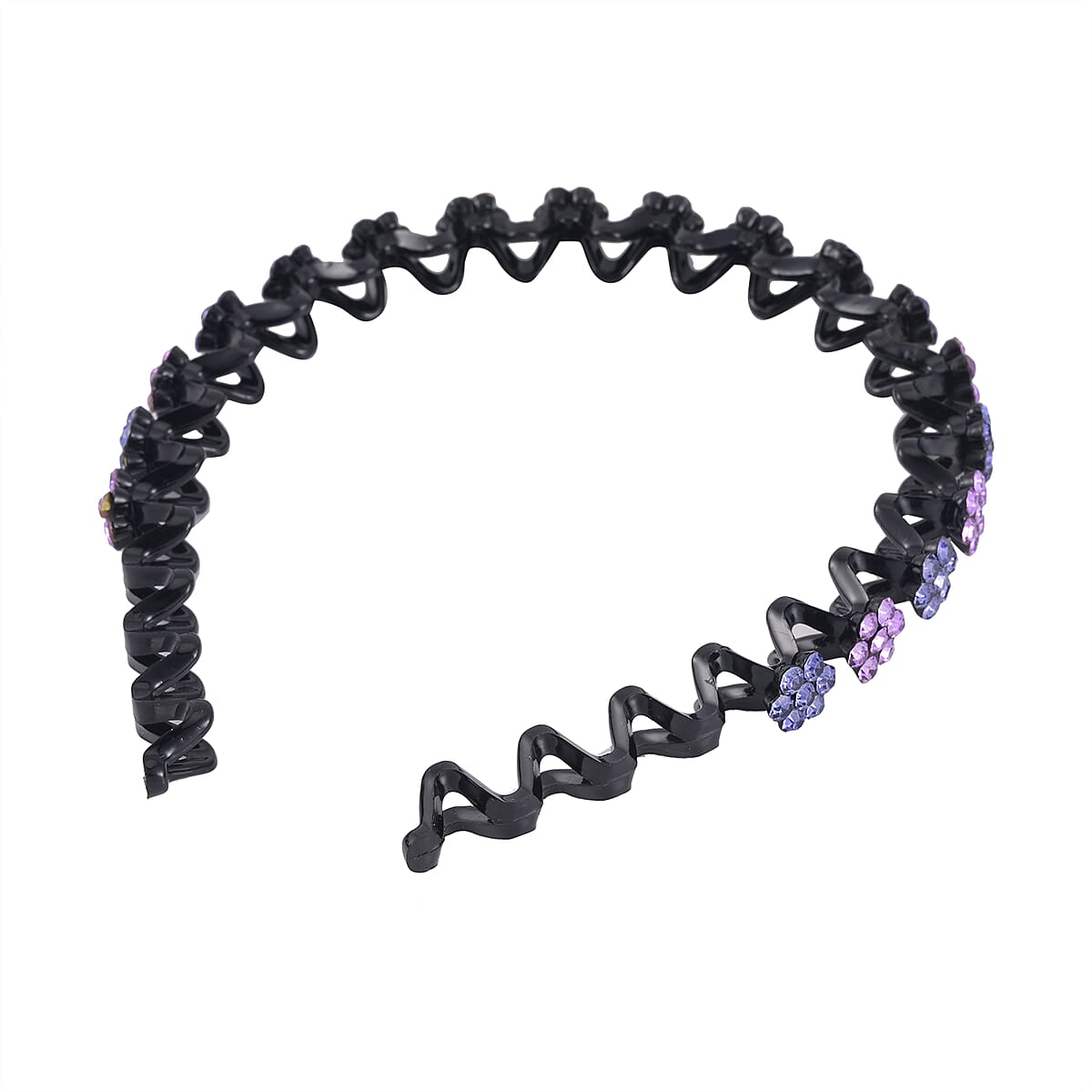 Set of 2 Resin and Purple and Multi Color Austrian Crystal Hair Hoops, Crystal Hairband, Gemstone Embellished Hairband,  Wedding Crystal Headpiece image number 3