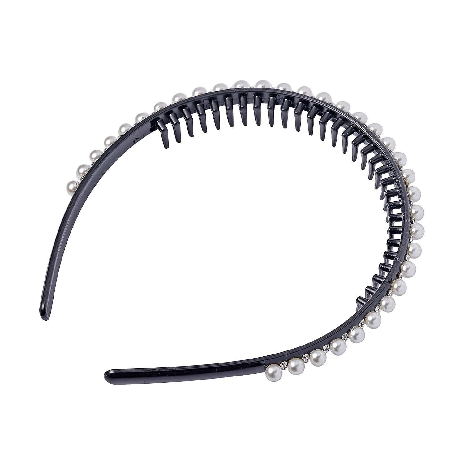 Set of 2 Hair Hoop with Pearl and White Crystal, Hair Accessories for Women, Bridal Pearl and Crystal Headband