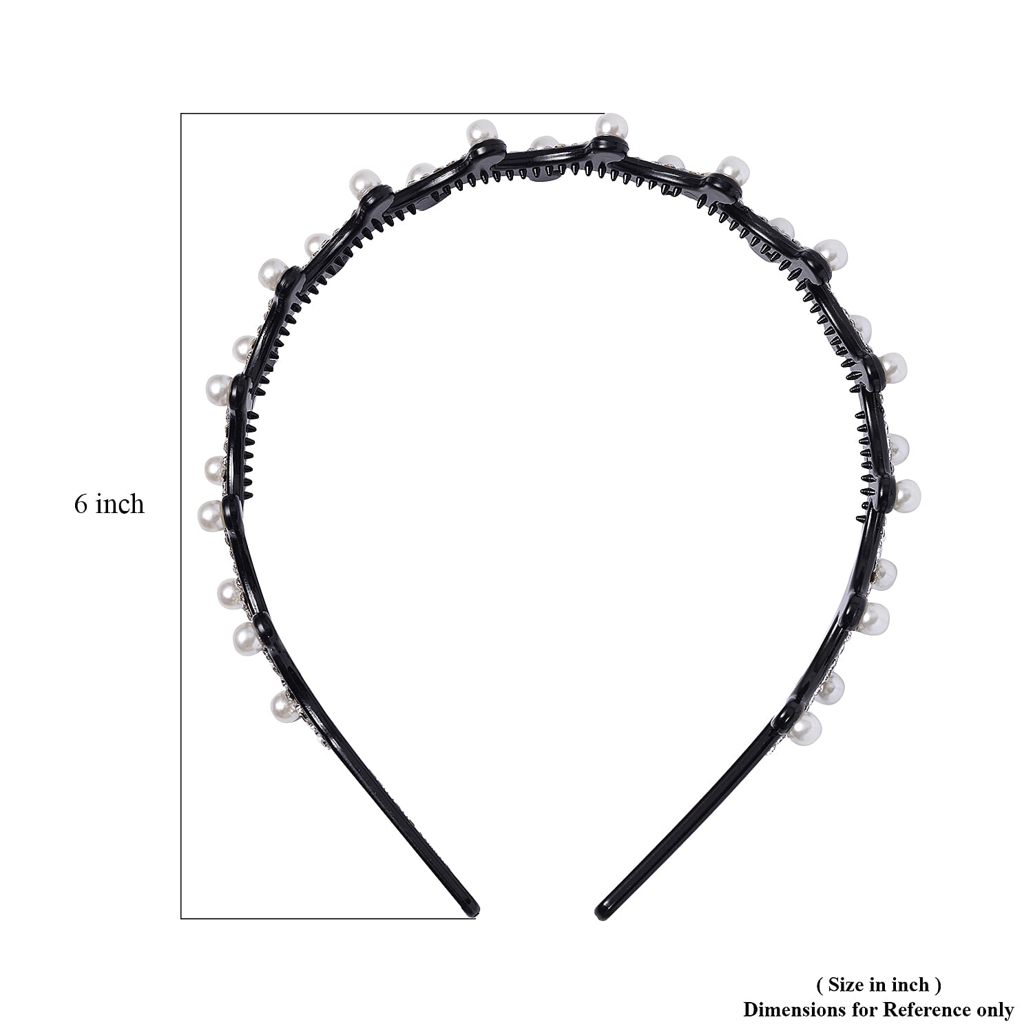 Set of 2 Hair Hoop with Pearl and White Crystal, Hair Accessories for Women, Bridal Pearl and Crystal Headband